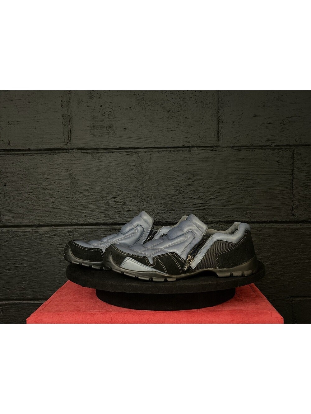 GBX Zip Slip On Sneakers Black Jag Black Mens 8.5 Y2K Deadstock Rare
